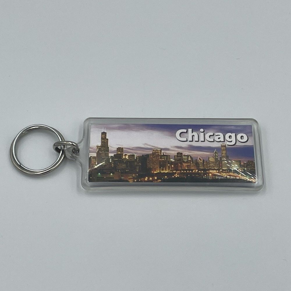 Vintage Chicago‎ Illinois Windy City Skyline Buildings Skyscrapers Keychain